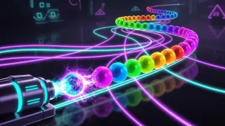 Marble Rush neon marble shooter game card art