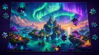 Friends assembling a colorful shared picture puzzle